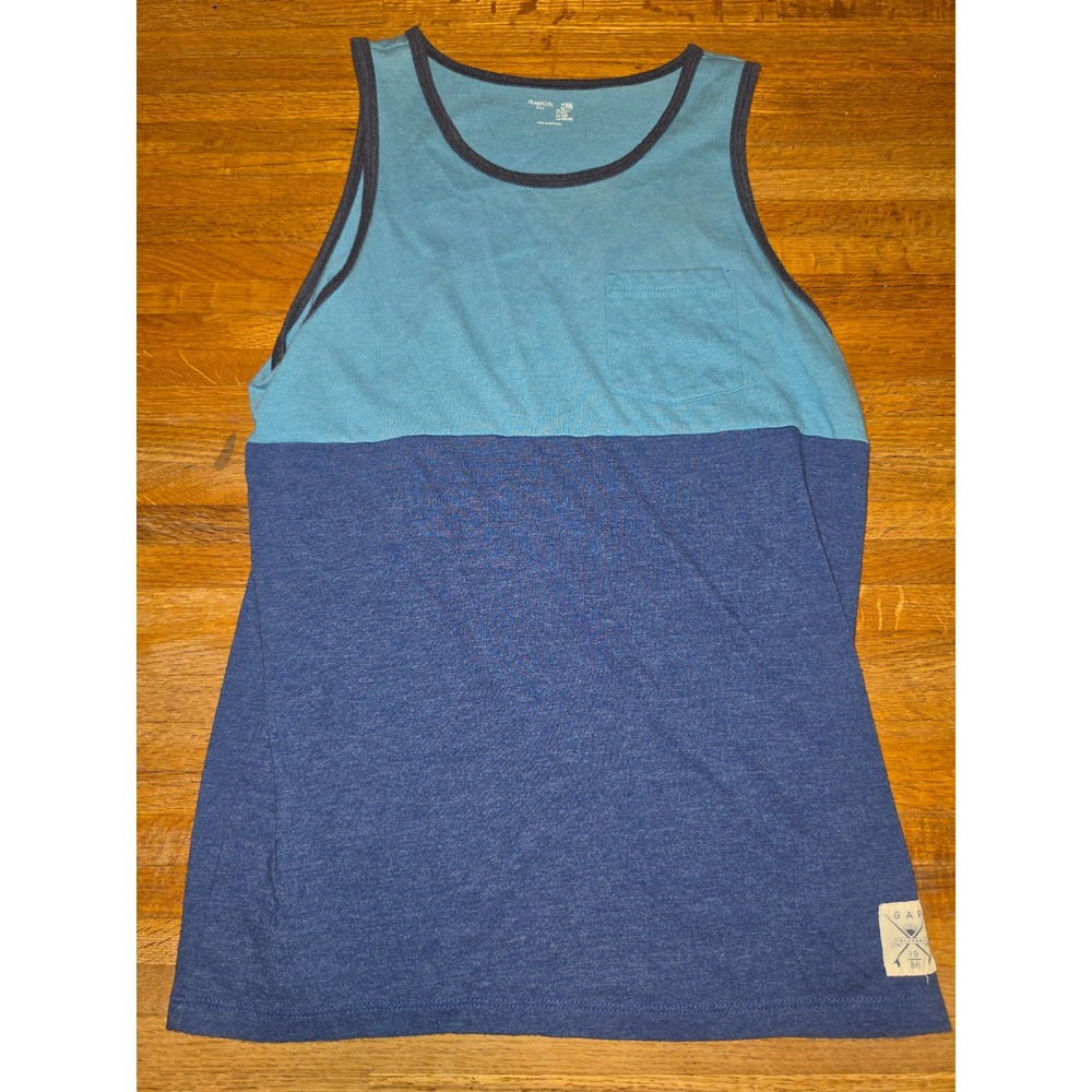 Gap Kids Boys‎ XXL 14-16 Blue Teal Colorblock Pocket Tank Top Sleeveless Shirt